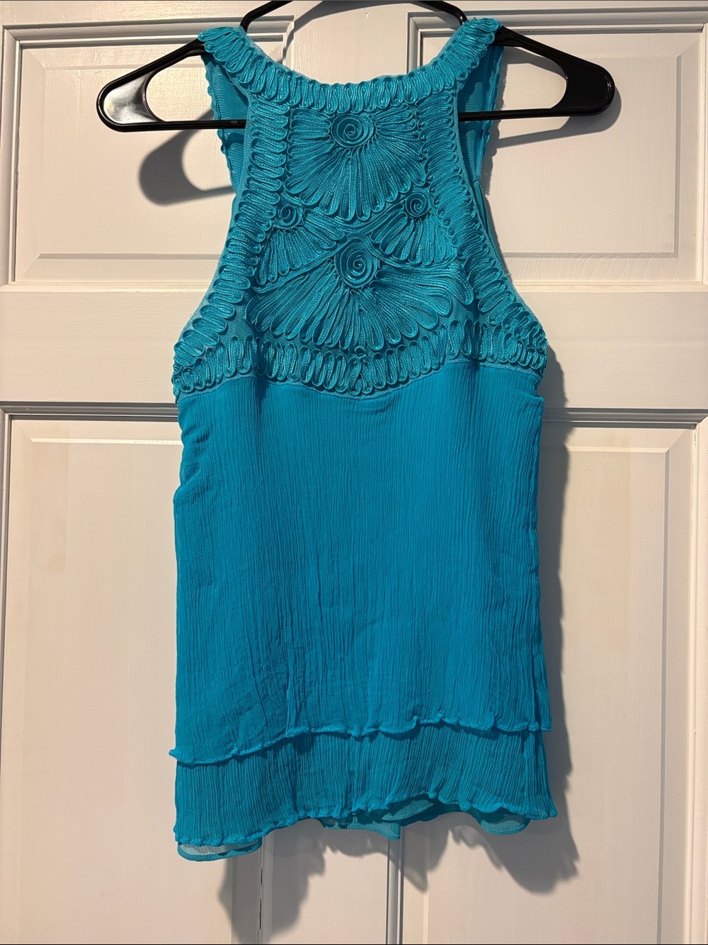 bebe Teal Crochet-Trim Sleeveless Camisole - Picture 3 of 4